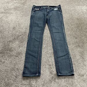 Montana Jeans Juniors 11/12 Blue Denim Dark Wash Straight Rhinestones Punk 33x31